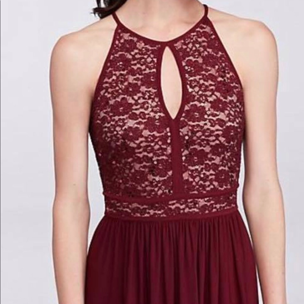 David’s bridal wine bridesmaid dress